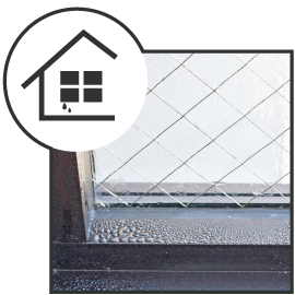 サッシ周りが濡れている